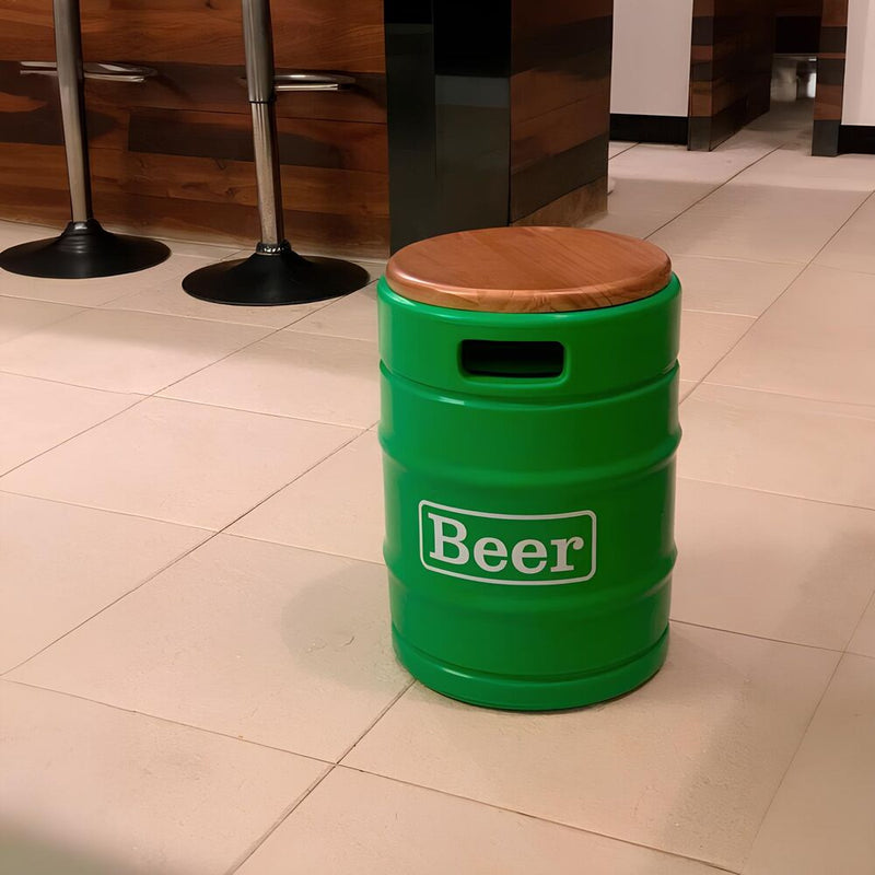 Banco Cooler Barril Cerveja 28L com Tampa Madeira