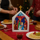 Luminária Vitral Capela Religiosa - Decoração Cristã Iluminada