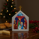 Luminária Vitral Capela Religiosa - Decoração Cristã Iluminada